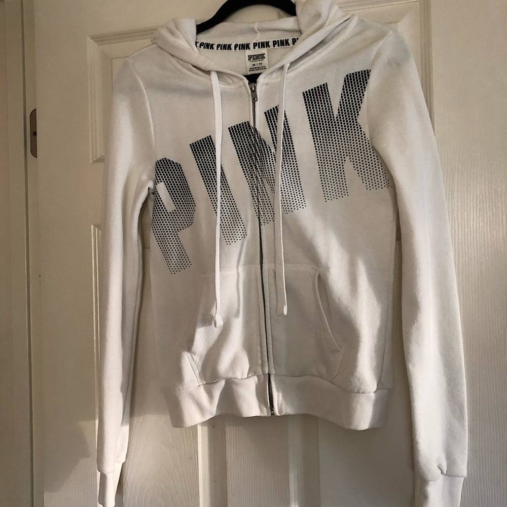 ✨Victoria’s Secret PINK White Hoodie Jacket✨